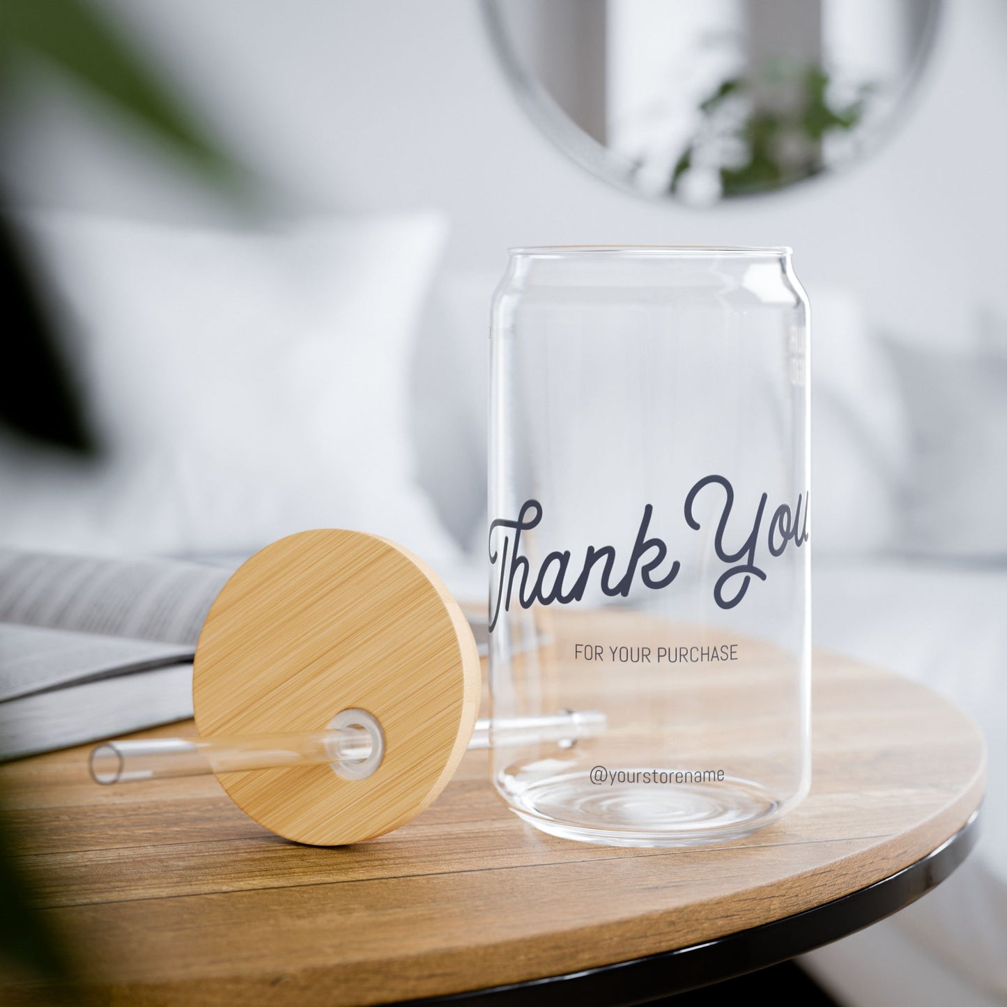 Thank You Sipper Glass, 16oz | Unique Gift, Eco-Friendly Straw, Perfect for Parties, Weddings, Home Use