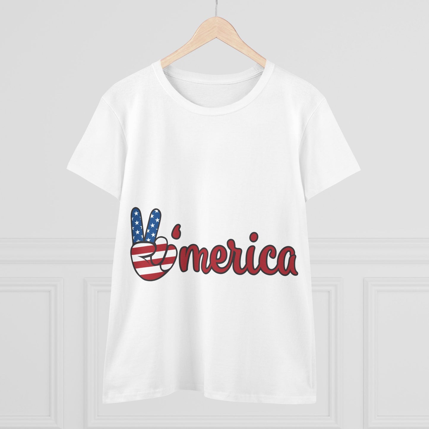 Patriotic Women's Tee | 'Peace' Freedom Shirt | Just for July 4th, Memorial Day, Independence Day, Vintage Americana Style