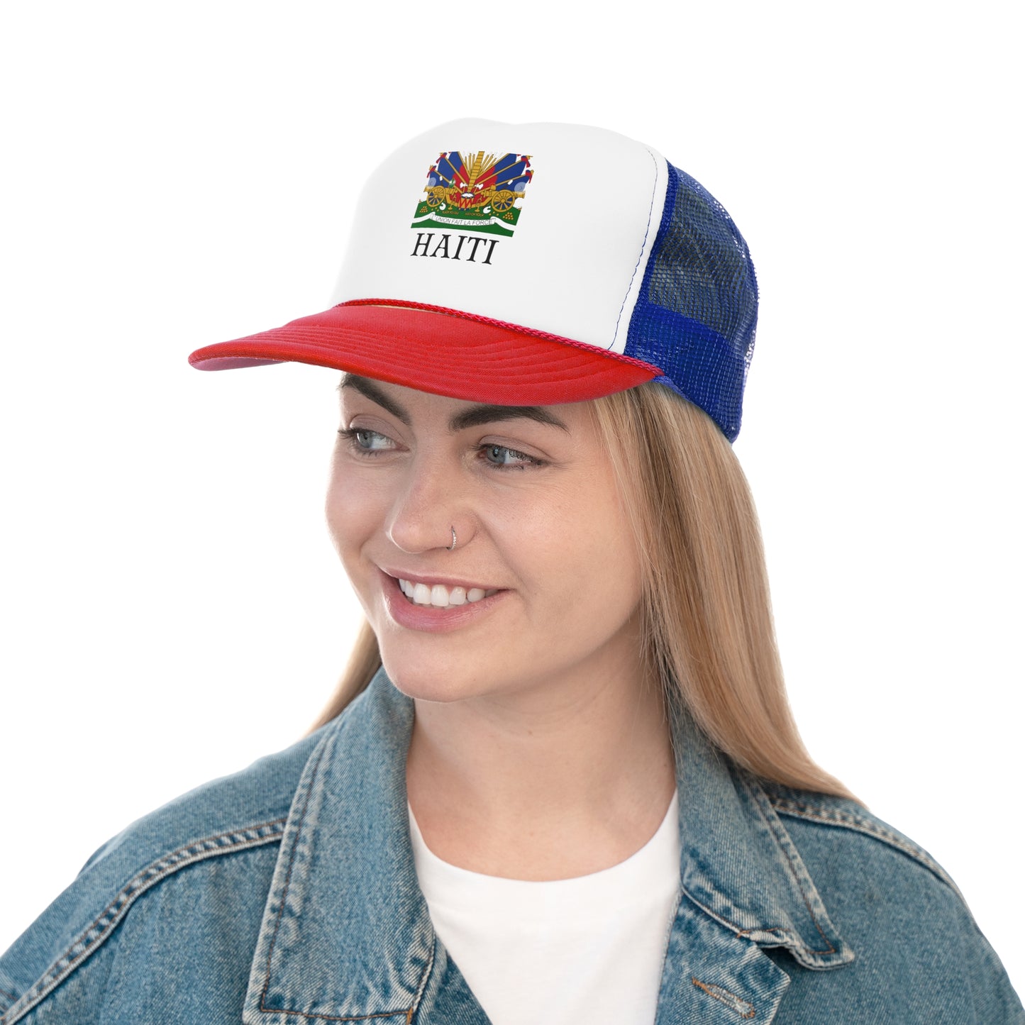Vibrant Haiti Trucker Cap, Stylish Sun Hat, Casual Outdoor Accessory, Festival Gear, Unique Gift for Travelers
