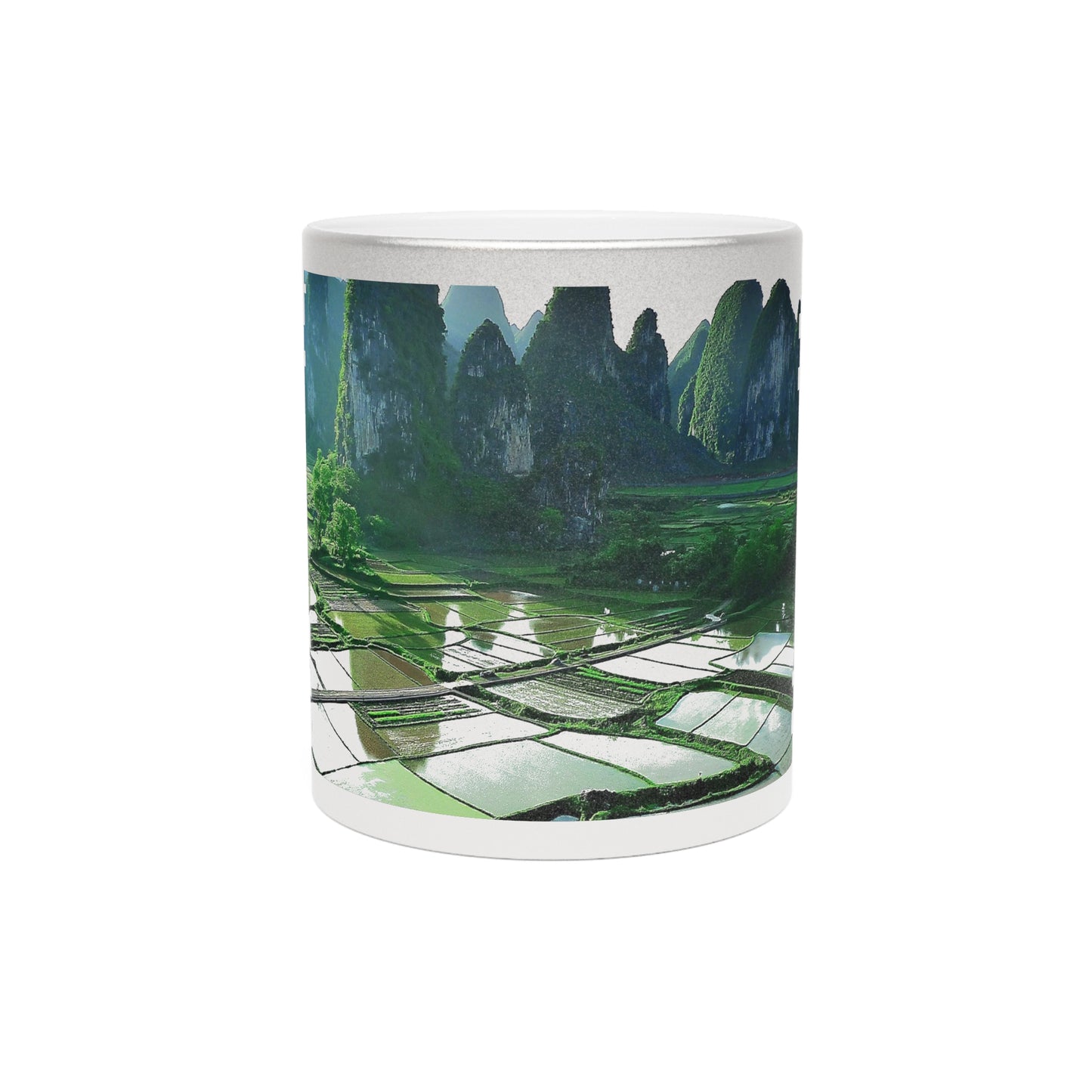 Serene Landscape Metallic Mug - Gold/Silver Coffee Cup, Nature Lover Gift, Travel Mug, Unique Home Decor, Eco-Friendly Drinkware