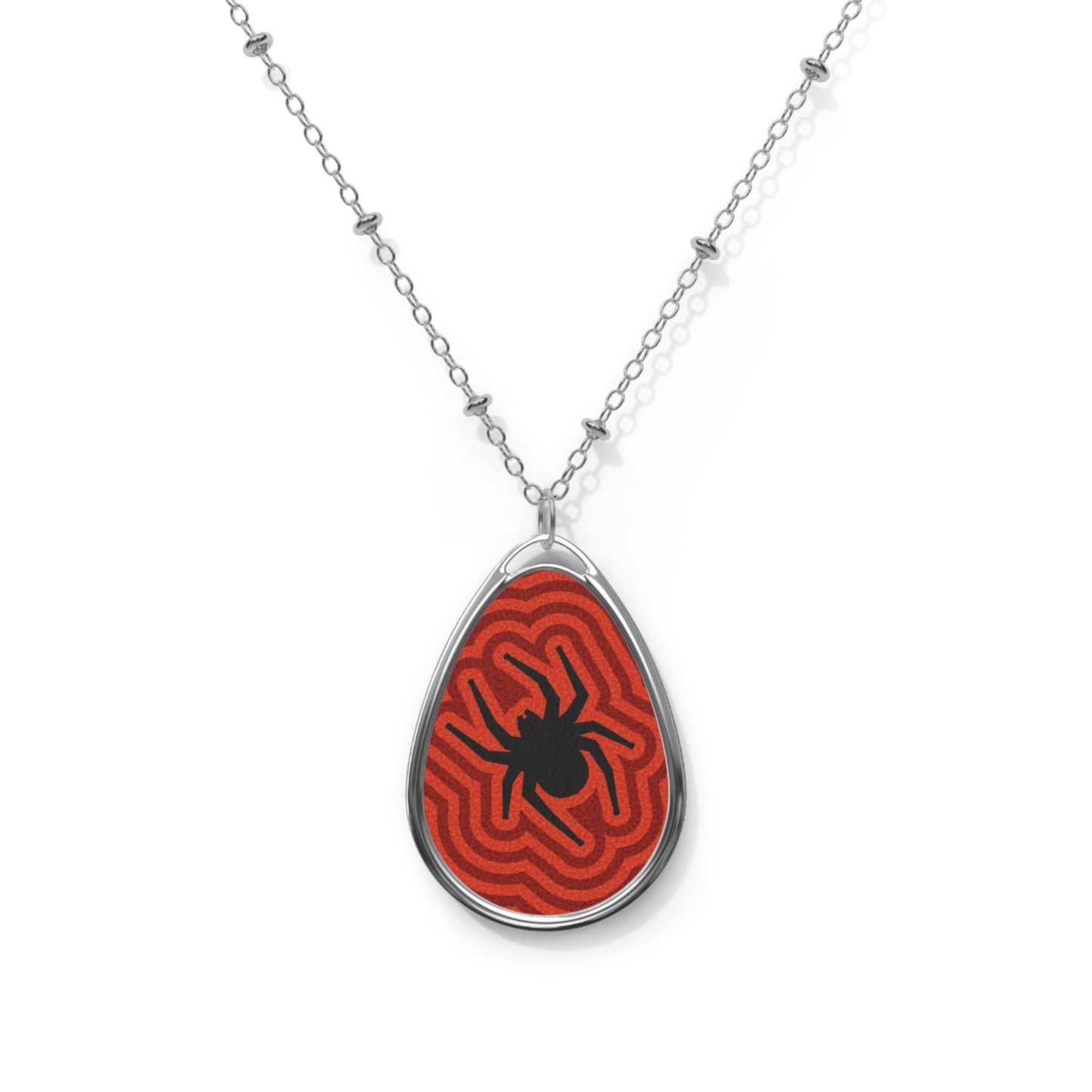 Stylish Oval Necklace with Spider Design, Unique Jewelry Gift, Halloween Accessory, Boho Pendant, Statement Piece