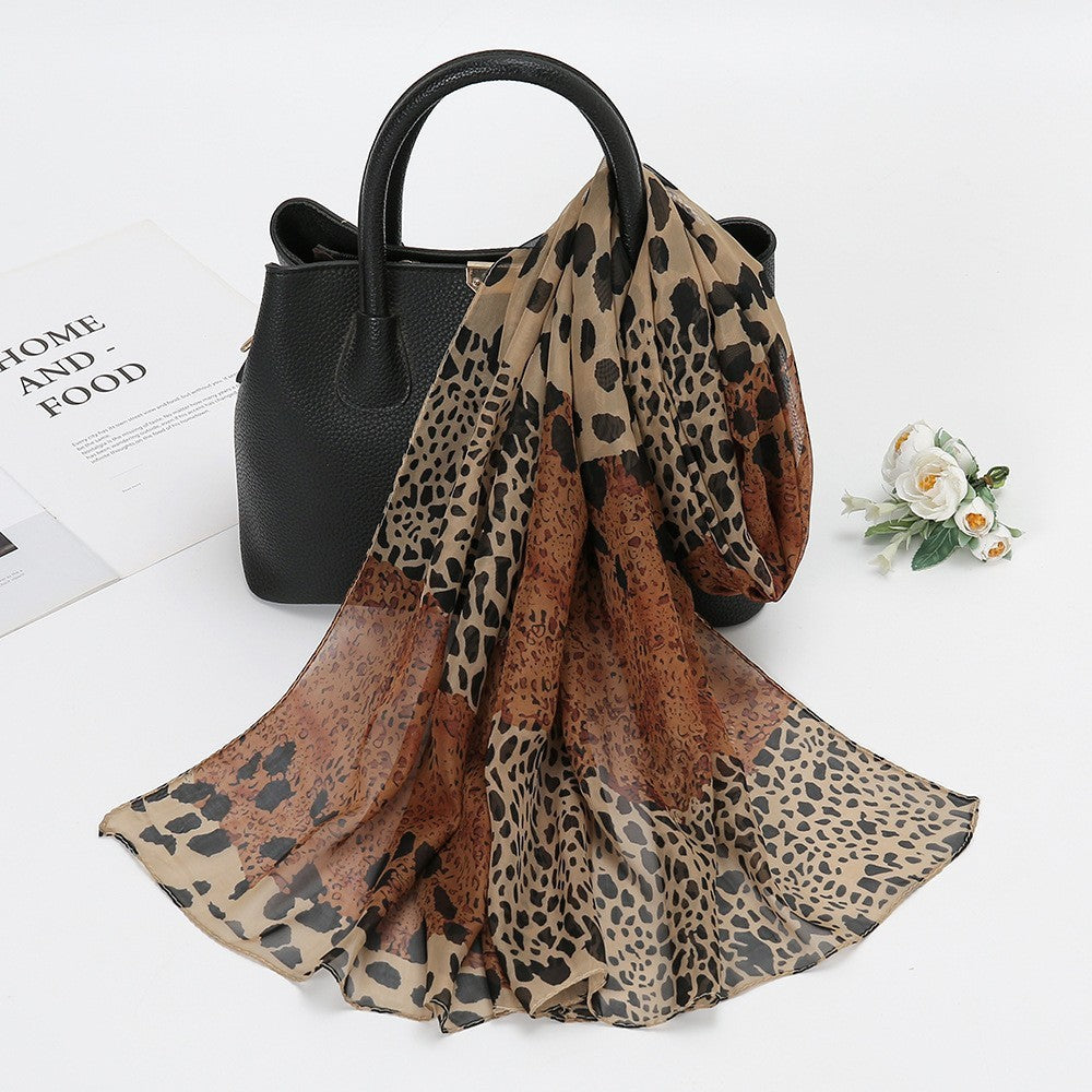 Thin Chiffon Lotus Pond Moonlight Printed Silk Scarf