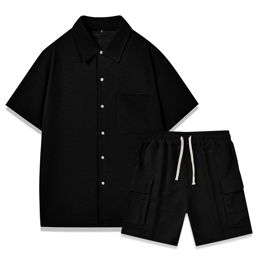 Elastic Waist Shorts Plain Young Two-piece Set