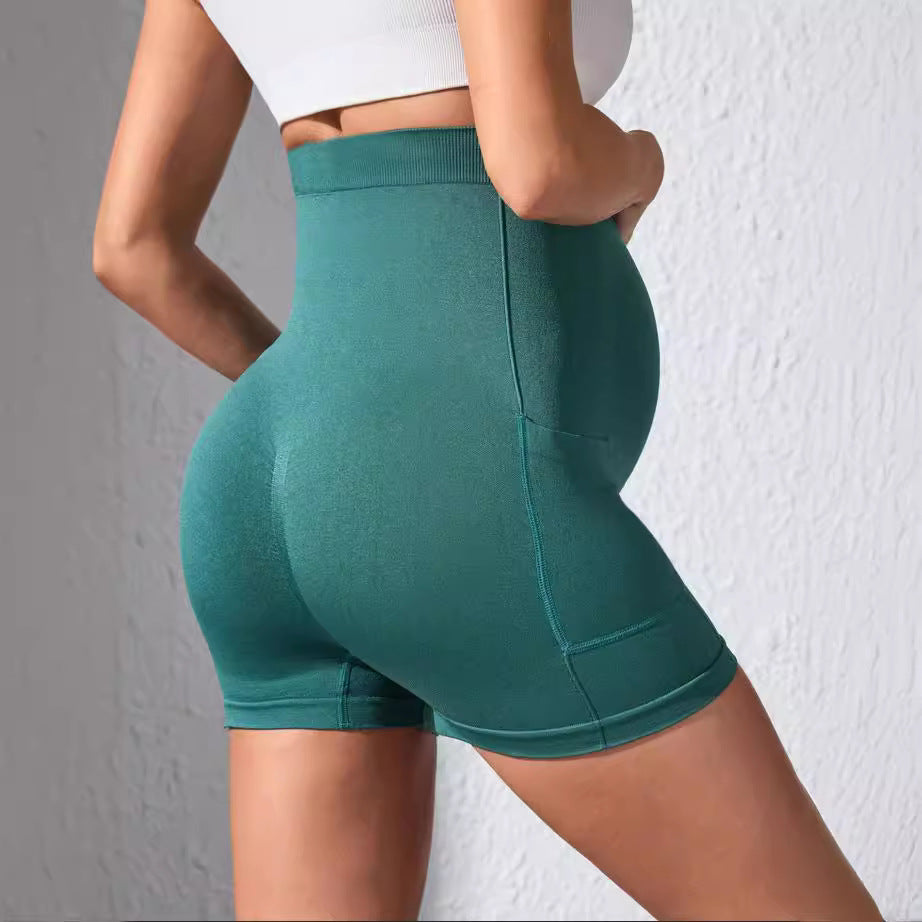 European And American Pregnant Women Pocket Shorts Summer 2024 New High Waist Belly Support Sports Yoga Shorts For Pregnant Women Women