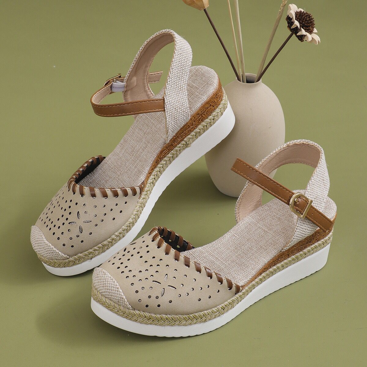 Women's Hemp Rope Platform Casual Wedge Shoes