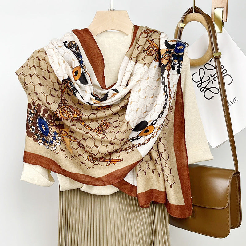 Cotton And Linen Scarf Thin And Silky Shawl Travel Sun-proof Beach Towel For Women