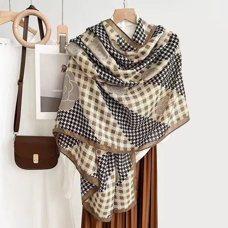 Cotton And Linen Scarf Thin And Silky Shawl Travel Sun-proof Beach Towel For Women