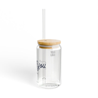Thank You Sipper Glass, 16oz | Unique Gift, Eco-Friendly Straw, Perfect for Parties, Weddings, Home Use