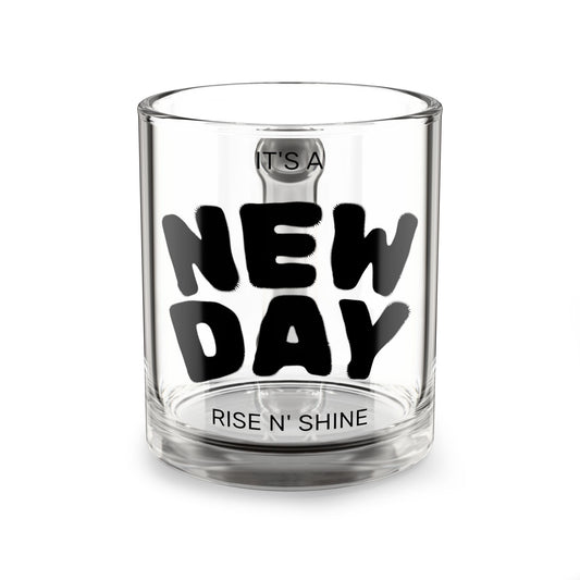 Motivational Glass Mug - 10oz, Perfect for Gifts, Home Office, Coffee Lovers, Daily Inspiration, New Day