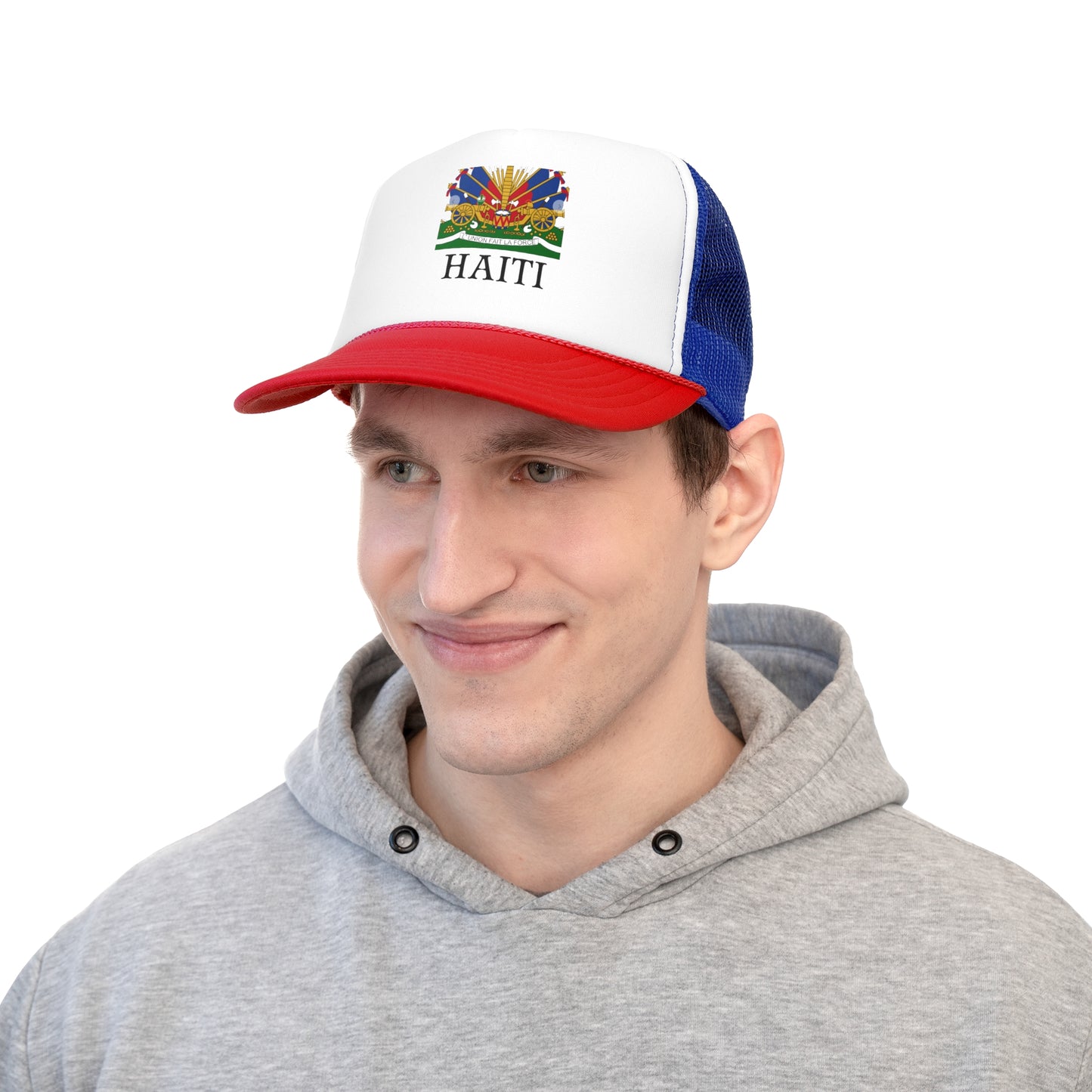 Vibrant Haiti Trucker Cap, Stylish Sun Hat, Casual Outdoor Accessory, Festival Gear, Unique Gift for Travelers