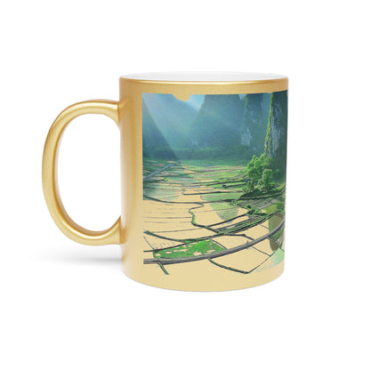 Serene Landscape Metallic Mug - Gold/Silver Coffee Cup, Nature Lover Gift, Travel Mug, Unique Home Decor, Eco-Friendly Drinkware