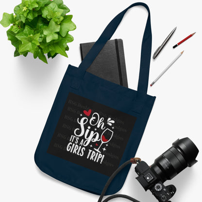 Girls Trip Organic Canvas Tote Bag, Wine Lover Gift, Travel Essentials, Eco-Friendly Beach Bag, Fun Shopping Tote, Bachelorette Party Favor