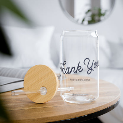 Thank You Sipper Glass, 16oz | Unique Gift, Eco-Friendly Straw, Perfect for Parties, Weddings, Home Use