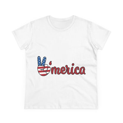 Patriotic Women's Tee | 'Peace' Freedom Shirt | Just for July 4th, Memorial Day, Independence Day, Vintage Americana Style