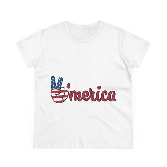 Patriotic Women's Tee | 'Peace' Freedom Shirt | Just for July 4th, Memorial Day, Independence Day, Vintage Americana Style