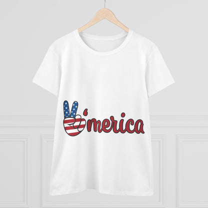 Patriotic Women's Tee | 'Peace' Freedom Shirt | Just for July 4th, Memorial Day, Independence Day, Vintage Americana Style