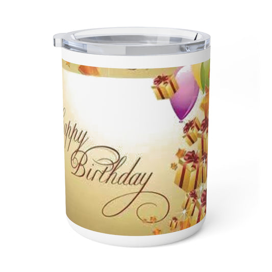 Birthday Celebration Insulated Coffee Mug | 10oz, Gift for Coffee Lovers, Special Occasion Mug, Party Favor, Fun Desk Accessory