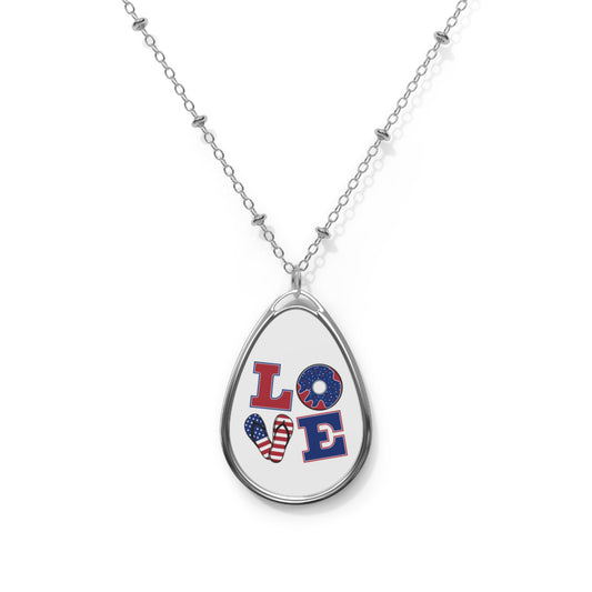 Love-Themed Oval Necklace, Heartfelt Jewelry Gift, Graduation, Anniversary, Friendship, Valentine's Day, Dainty Pendant