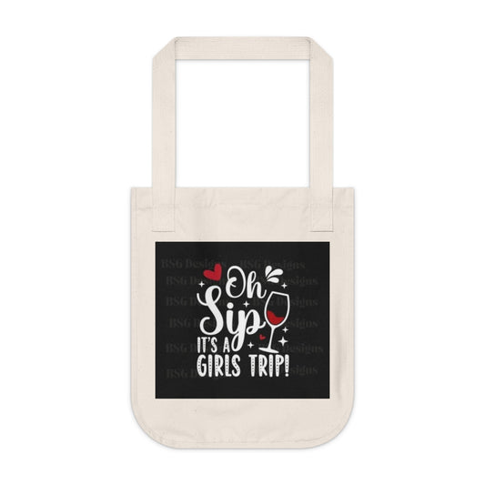 Girls Trip Organic Canvas Tote Bag, Wine Lover Gift, Travel Essentials, Eco-Friendly Beach Bag, Fun Shopping Tote, Bachelorette Party Favor