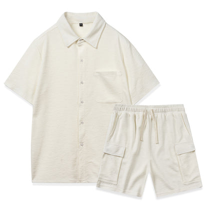 Elastic Waist Shorts Plain Young Two-piece Set