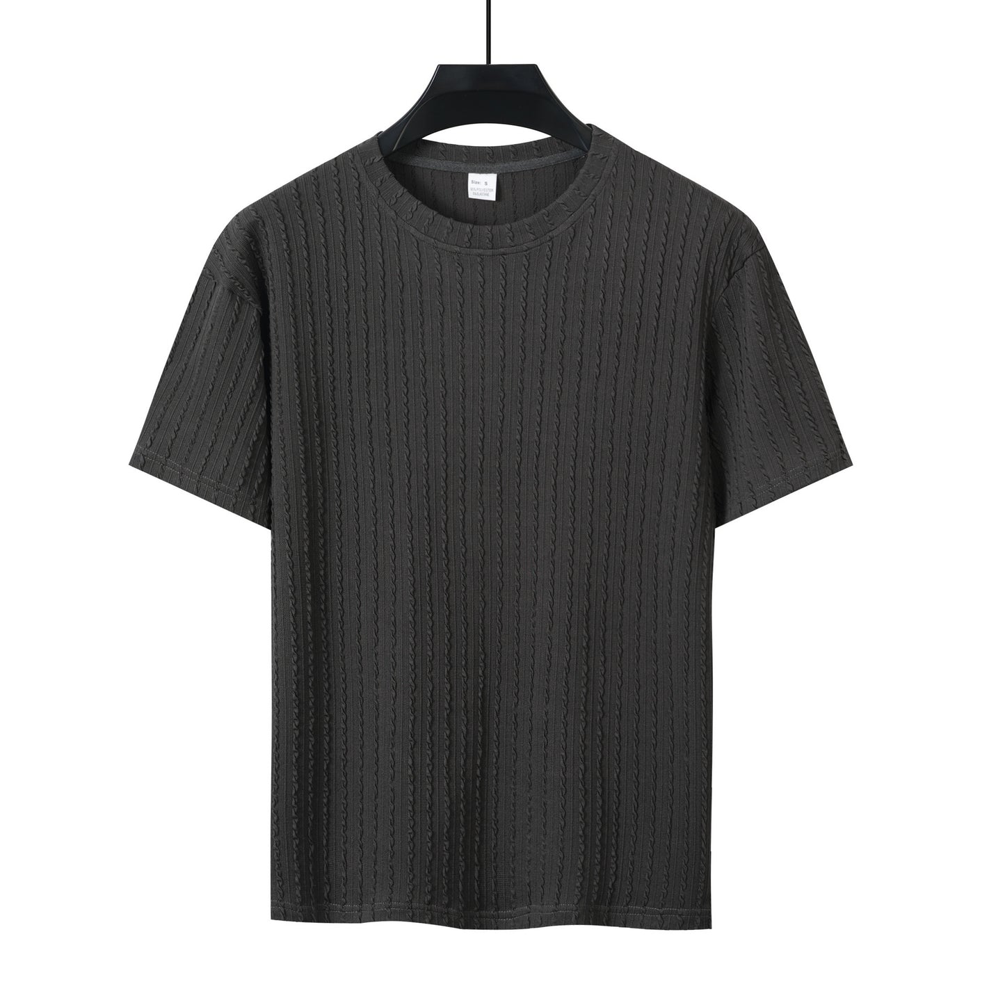 Men's Sports Solid Color Round Neck Pullover Vertical Pattern T-shirt Two-piece Set
