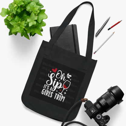 Girls Trip Organic Canvas Tote Bag, Wine Lover Gift, Travel Essentials, Eco-Friendly Beach Bag, Fun Shopping Tote, Bachelorette Party Favor