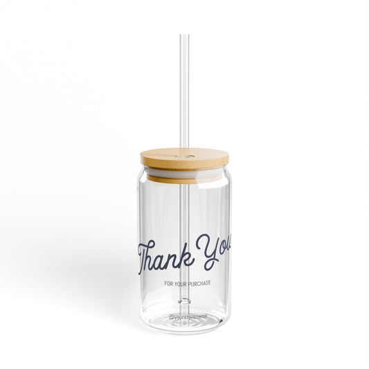 Thank You Sipper Glass, 16oz | Unique Gift, Eco-Friendly Straw, Perfect for Parties, Weddings, Home Use