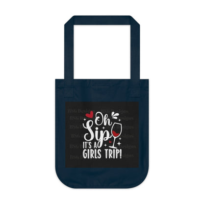 Girls Trip Organic Canvas Tote Bag, Wine Lover Gift, Travel Essentials, Eco-Friendly Beach Bag, Fun Shopping Tote, Bachelorette Party Favor