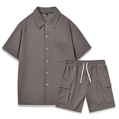 Elastic Waist Shorts Plain Young Two-piece Set