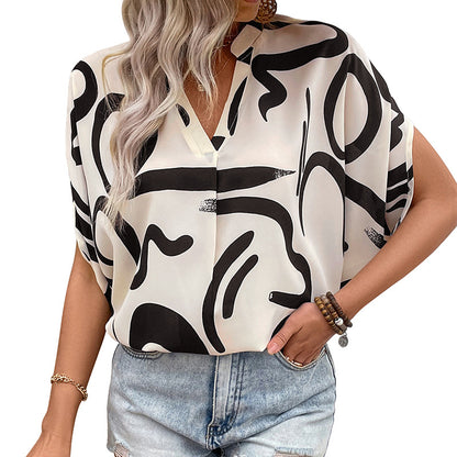 Summer Loose Printed Shirt For Women