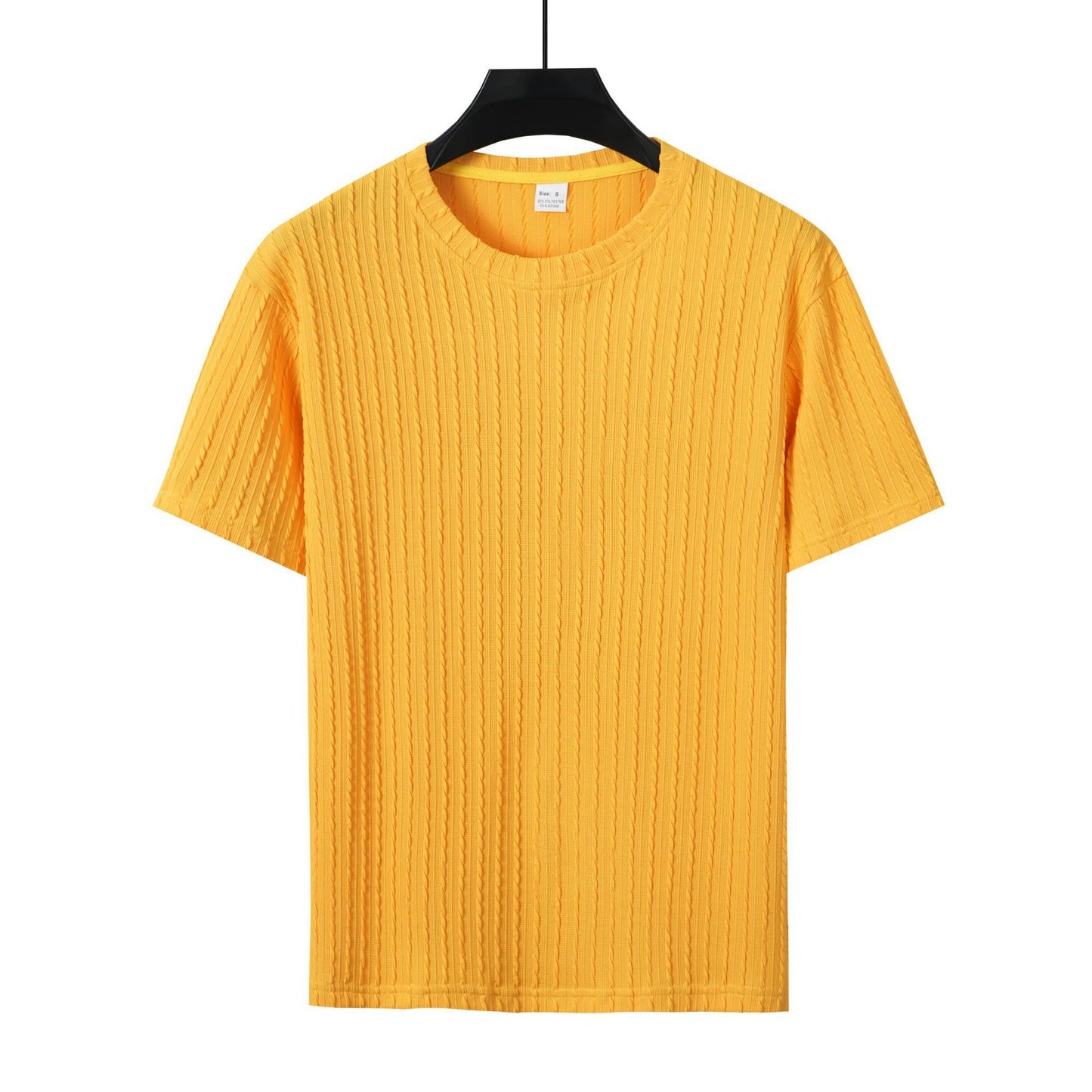 Men's Sports Solid Color Round Neck Pullover Vertical Pattern T-shirt Two-piece Set