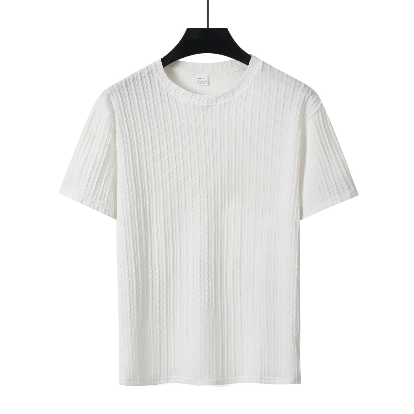 Men's Sports Solid Color Round Neck Pullover Vertical Pattern T-shirt Two-piece Set